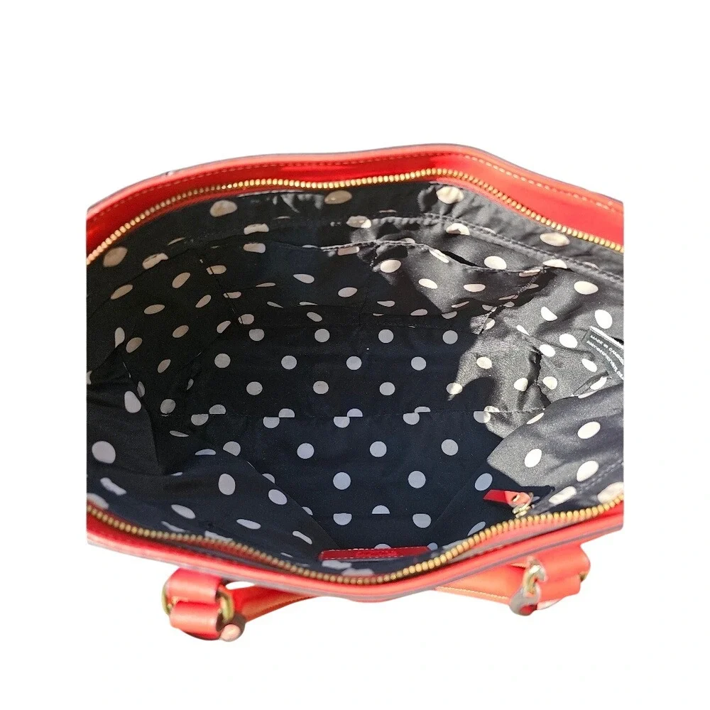 Anne Klein Red Satchel Shoulder Bag with Crossbody Strap Gold Hardware
